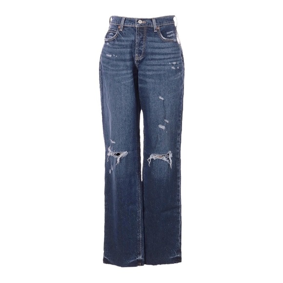 Old Navy Blue Mid-Rise Boyfriend Straight Ripped Jeans Size 16 - Picture 1 of 9